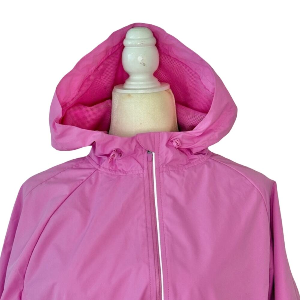 ASICS Pink Hooded Mesh Zip Pockets Windbreaker Reflective Jacket sz L NEW No Tag - Picture 8 of 12